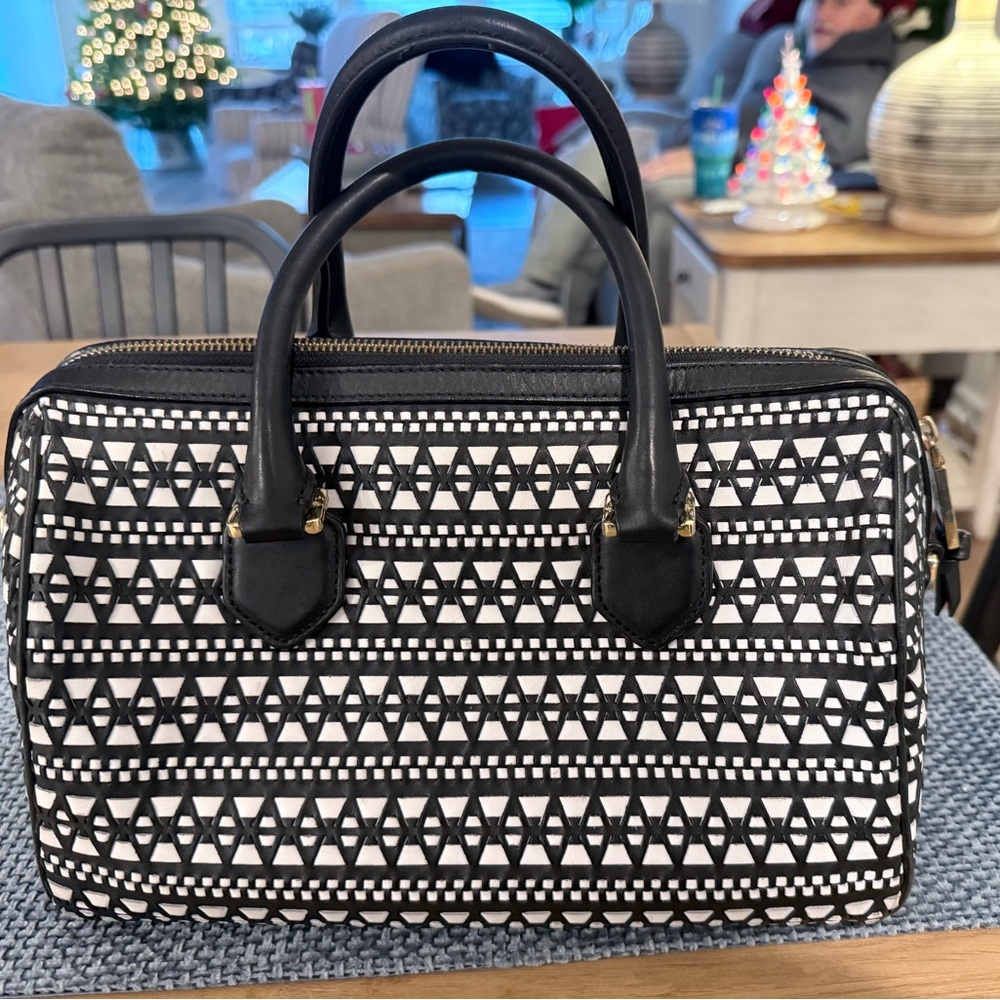 Tori Burch Stylish Black and White Geometric Women's Bag